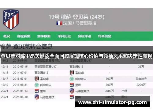 登贝莱对阵里昂关键战全面回顾展现核心价值与领袖风采和决定性表现